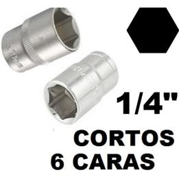 Vasos cortos 25 mm 1/4", 6 caras acero crv (50bv30)