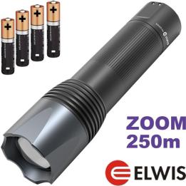 Linterna LED profesional con zoom y 6 modos de iluminación para uso en taller