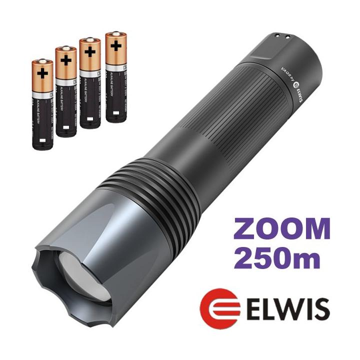 Linterna LED profesional con zoom y 6 modos de iluminación para uso en taller