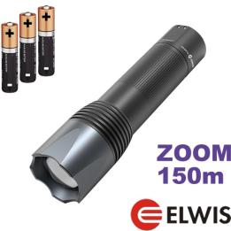 Linterna LED profesional compacta con zoom y resistencia IP65 para uso en taller