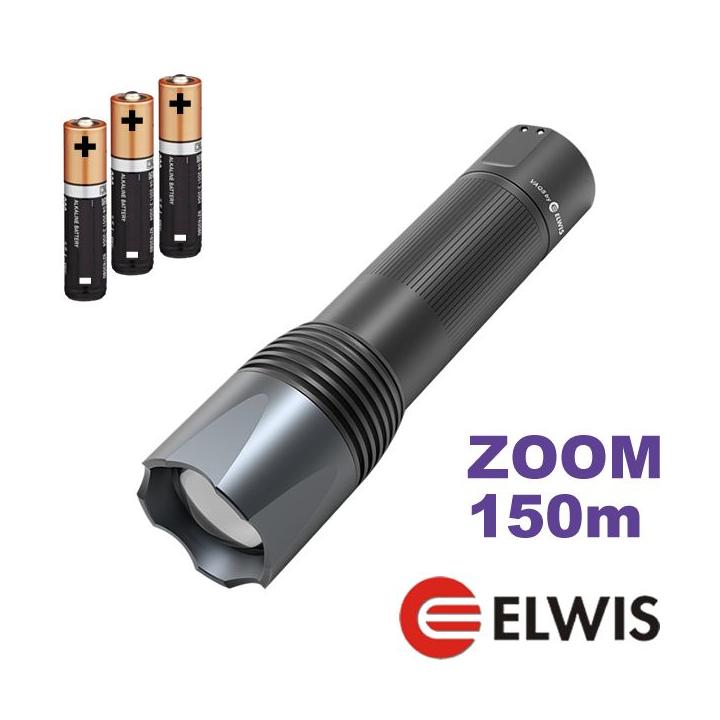 Linterna LED profesional compacta con zoom y resistencia IP65 para uso en taller