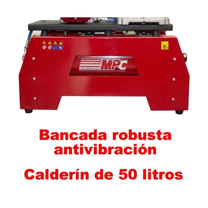 Moto compresor de aire a gasolina EOLO 9 Hp con calderín de 50 litros y motor Honda GX270