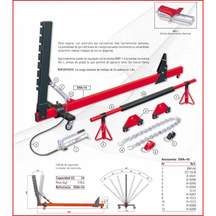 Enderezador de chasis con brazo variable 10 toneladas