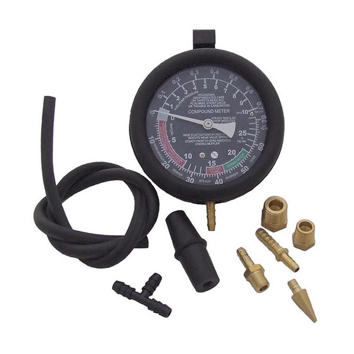 Kit vacuómetro con manguera y conectores para diagnóstico presión y vacío en motores