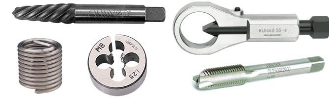 Herramientas para reparar roscas, tuercas y tornillos